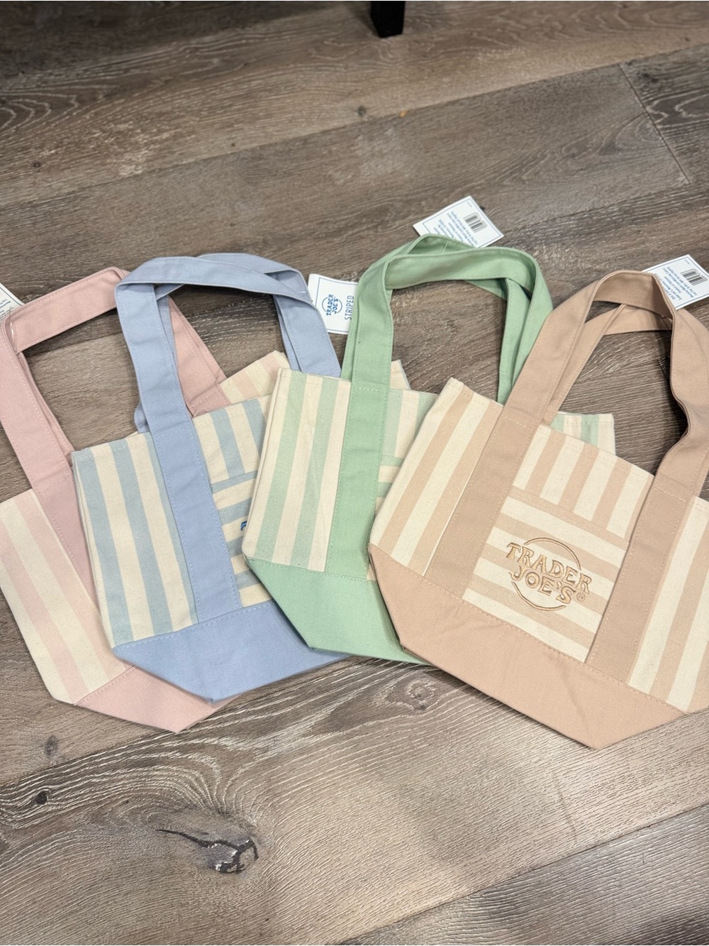 Trader Joe’s Pastel Striped Canvas Tote Bag - Beige
